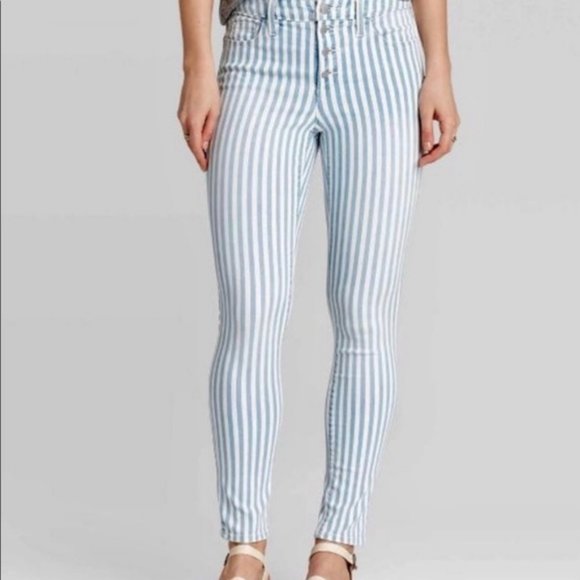 High rise skinny blue stripe jeans target universal threads - Picture 5 of 9